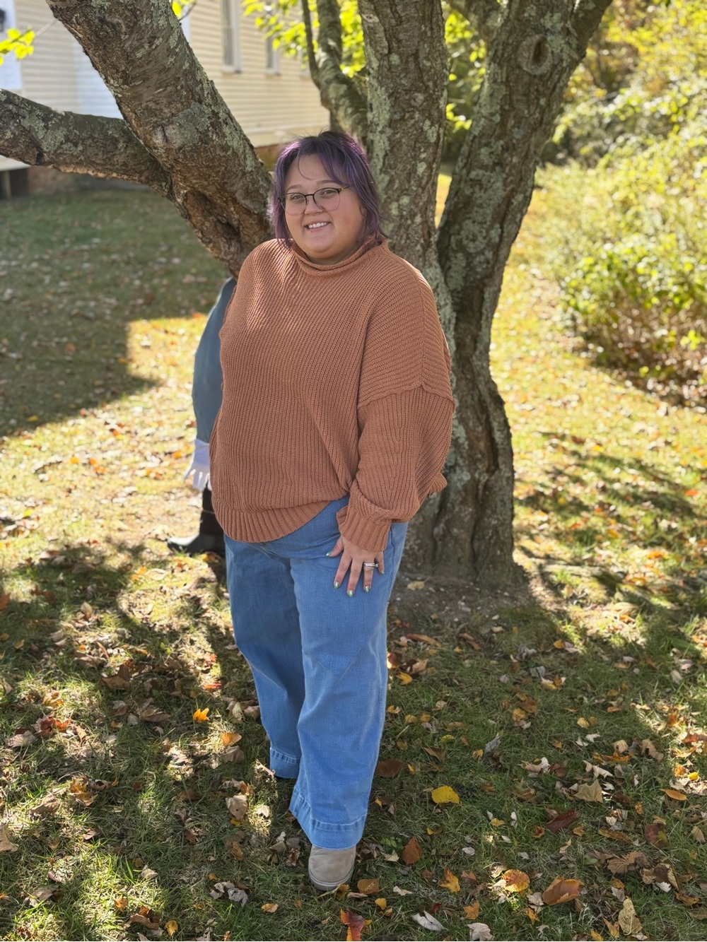 Cozy Ribbed Turtleneck Sweater in Rust